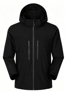 Giacca con Cappuccio Off-White, Impermeabile e Traspirante, Cerniera Nera a Contrasto, Logo Personalizzabile, Vendita all'Ingrosso - Product Image 3