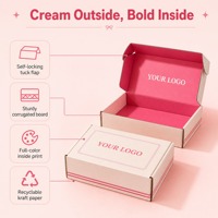 Boîte d'expédition personnalisée bicolore avec impression intérieure, faible MOQ, boîte en carton ondulé rose et blanc pour l'emballage de marque