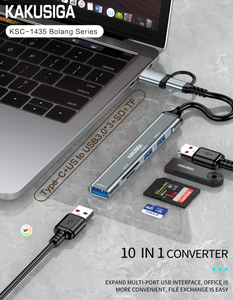 KSC-1435 BOLANG Convertisseur multifonction 10 en 1 (Type-C+USB vers USB3.0*3+SD+TF) - Product Image 4