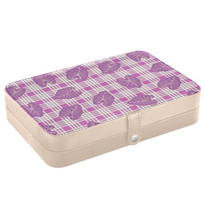 Aloha Hawaii Purple Kalo Design <b>Small</b> Gift Travel Jewelry <b>Case</b> Travel Jewelry Box Custom Logo Travel Jewelry Organizer for Girls - Product Image 3