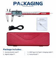 Pied à coulisse numérique rechargeable Type-C DITRON avec grand écran LCD, en acier inoxydable DIN862 4CR13, 0-150 200 300mm
