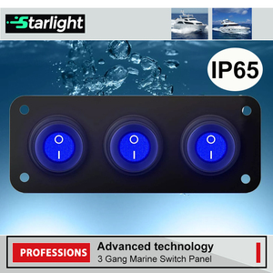 Panneau d'interrupteur 3 groupes étanche 12V LED bleue avec bascule ON/OFF pour voiture, bateau, yacht, camping-car, camion - Product Image 5