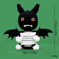Vente en gros OEM Personnalisé Poupée fantôme d'Halloween au crochet, Amigurumi fantôme positif tricoté à la main avec chapeau de sorcière et carte de message amusante