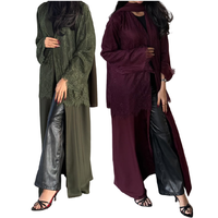 Abaya ouverte modeste MQ281 pour femmes, robe musulmane avec patchwork en dentelle, cardigan, vêtements islamiques, robe Abaya Dubaï (sans hijab)