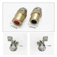 Adaptador de Terminal de Batería de Latón M8, Conector de Abrazadera de Cable de Batería Positivo y Negativo para Automóviles, Camiones y Embarcaciones