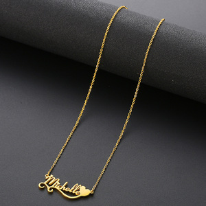 Collier personnalisé en acier inoxydable, bijoux initiales lettre or cercle personnalisé nom plaques pendentif Collier pour femmes - Product Image 4