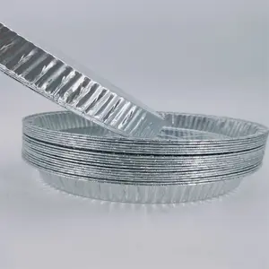 Panela redonda plana de folha de prata para pizza, fábrica chinesa, atacado de 7/8/9 polegadas, placas/panela/prato de alumínio para cozinha