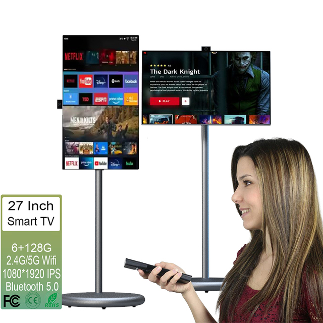 Verified Suppliers 27 Inch Battery Power Android TV 128g Touch Screen Smart TV Portable LCD Display Mobile Smart Tv With Stand