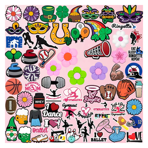 Phụ kiện giày móc khóa hoạt hình 2D kiểu mới bán buôn, chủ đề lễ hội Mardi Gras, hình cầu thủ pickleball, hoa cổ vũ, tùy chỉnh, trưng bày số lượng lớn - Product Image 1