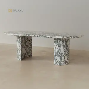 Huaxu Factory Wholesale Price Custom Size Living Room Exotic Natural Stone Luxury Italy Super Grey Marble Dining Table