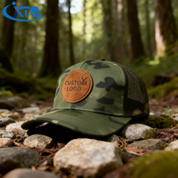 Gorra de Camionero Deportiva Personalizada de 6 Paneles, Estilo 112PFP, Camuflaje de Pato Antiguo, Estampado de Leopardo, para Caza, con Impresión Puff, Transpirable, Impermeable y de Malla