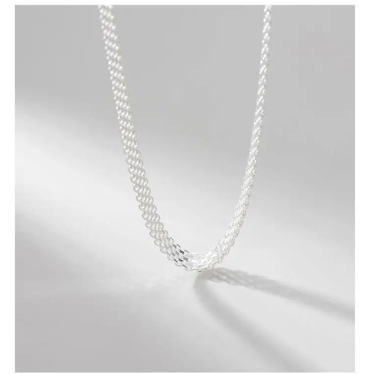 S925 Стерлинговое Серебро тяжелая промышленность расширенное итальянское плетеное ожерелье из белого серебра сверкающая цепочка до ключиц оптовая продажа