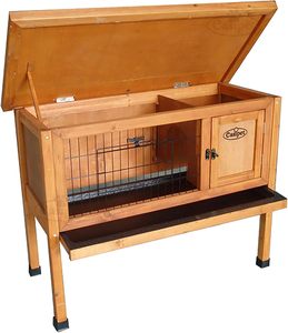 Kandang kelinci kayu atau marmut tingkat tunggal dengan pemisah untuk anjing dan kucing menampilkan palet nampan plastik - Product Image 2