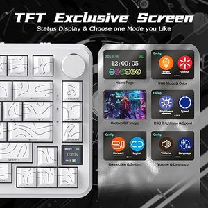 Clavier de jeu mécanique ATTACK SHARK X85Pro Tri-mode avec écran TFT et bouton rotatif, touches PBT à impression latérale dégradée et remplaçables à chaud - Product Image 3