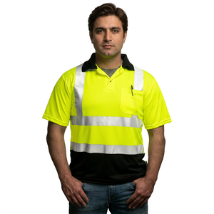 High Visibility Short Sleeve Reflective Safety T-<b>Shirt</b> Unisex Polyester Heavy Duty Breathable Moisture Wicking Workwear OEM - Product Image 1