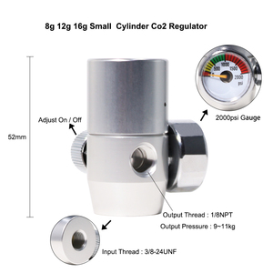 Regulador de CO2 con rosca interna 3/8-24UNF, con orificio de 1/8 NPT y válvula de encendido/apagado para cilindros de 8g, 12g y 16g. - Product Image 6