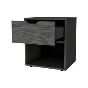 DB Leah Solid Wood Nightstand Elegant <b>Light</b> Gray Drawer Bedside <b>Cabinet</b> Luxury Home Furniture for Apartment Use - Product Image 4