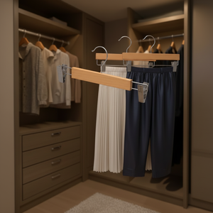 CASAMAX WL AE-1501 Classico Appendiabiti Multifunzione in Legno Portatile con Clip per Gonne e Gancio in Ferro 33x10cm per Armadio - Product Image 3