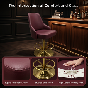 Tabouret de <span class=keywords><strong>bar</strong></span> moderne en cuir, chaise de casino, base en acier inoxydable, hauteur réglable, écologique, pour <span class=keywords><strong>bar</strong></span> à domicile, poker, jeu, garantie 5 ans - Product Image 3
