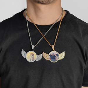 Colgante de Alas de Ángel Personalizado con Moissanita, Plata de Ley 925, VVS, Amuleto de Ángel Guardián, Certificado GRA, Estilo Hip Hop Bling - Product Image 6