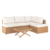 Meubles de patio modernes en rotin, canapé d'angle de salon extérieur, ensemble de canapés modulaires en osier, canapé de jardin en forme de L pour l'arrière-cour