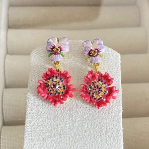 Alla moda elegante stile antico smalto tre colori <span class=keywords><strong>viola</strong></span> <span class=keywords><strong>del</strong></span> <span class=keywords><strong>pensiero</strong></span> Huggie <span class=keywords><strong>orecchini</strong></span> 18K placcato oro donna romantica alla moda di fascia alta - Product Image 3