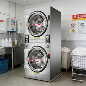 Secadora de ropa de doble pila, secadora de lavandería operada con monedas, secadora apilable - Product Image 3