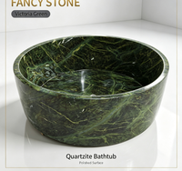 Baignoire en quartzite vert naturel poli de luxe FANCY STONE Victoria Green pour salle de bain moderne, hôtel et villa haut de gamme