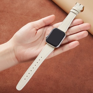 Upro Litchi Pattern Top grain Genuine Leather Watch Band for apple Watch Series 10 9 8 Luxury Slim Tapered Watch Strap - Product Image 4