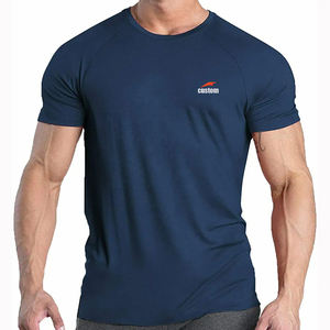 T-shirt da <span class=keywords><strong>uomo</strong></span> personalizzate traspiranti ed elasticizzate a manica corta in cotone e spandex di alta qualità per la palestra, T-shirt a compressione personalizzate - Product Image 2