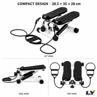 Mini Stepper con Bandas de Resistencia, Stepper Hidráulico con Monitor LED, 135 kg, Equipo de Fitness para Gimnasio en Casa