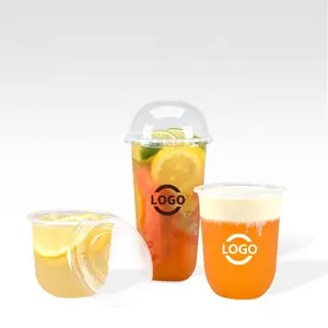 לוגו מודפס U בצורת פלסטיק כוסות 500ml PP U צורת בועת תה קר כוס