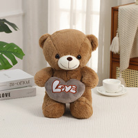 Ours en peluche Saint-Valentin en forme de cœur, style assis, rouge et rose, jouet en peluche doux et câlin