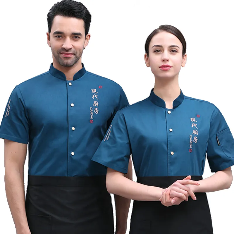 Odern-uniforme de chef italiano de manga larga, ropa de trabajo, chaqueta de manga corta