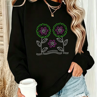 Transfert thermocollant personnalisé en gros avec motif floral en strass pour vêtements et t-shirts