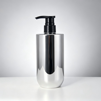 Flacon pompe en PET argenté électroplaqué, verrouillable, noir, vide, pour shampoing, gel douche, crème pour le visage, contenant cosmétique