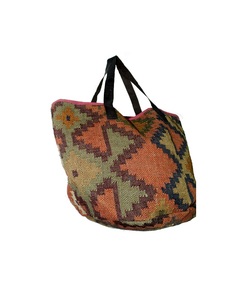 Personalized Handmade Indian Women's Jute Tote Bag Geometric Pattern Floral Embroidery Vintage Style Adjustable <b>Shoulder</b> <b>Strap</b> - Product Image 4