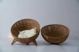 Erhöhtes Katzenbett Umweltfreundliche Rattan-Konstruktion Langlebiges Design Weiches Komfortbett für Pelzige Haustiere Papierseil-Tierhaus - Product Image 3