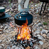 Support de réchaud de camping, grille de barbecue, support de foyer en acier inoxydable, support de grillade détachable pour feu de camp extérieur