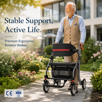 Déambulateur pliable à quatre roues en alliage d'aluminium certifié CE, capacité 100 kg, chariot de courses pour personnes âgées, scooter auxiliaire