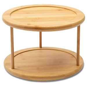 Organizador de gabinete de bambú <span class=keywords><strong>para</strong></span> tocadiscos, estante de especias, organizador de bandeja giratoria extraíble <span class=keywords><strong>para</strong></span> gabinete de cocina, 360 grados - Product Image 1