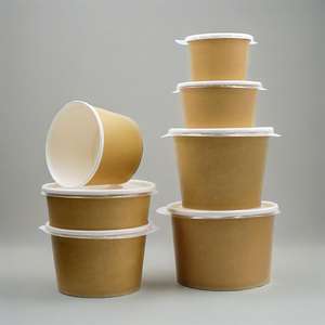 Gobelet à soupe en papier kraft jetable, bol en papier, emballage à emporter, seau pour crème glacée, soupe et bouillie - Product Image 1