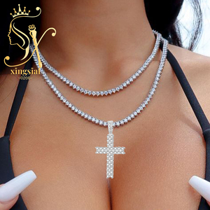 قلادة صليب VVS من الموسانيت، مجوهرات كاثوليكية، هدايا للنساء والرجال، مطلية بالذهب، سلسلة من الفضة الإسترلينية عيار 925، من طرف ثالث - Product Image 1