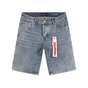 Fashion Spray Paint Embroidered Mid <strong>Waist</strong> Denim Shorts <strong>Men</strong> Vintage Washed Distressed Loose Fit Casual Streetwear <strong>Jean</strong> - Product Image 5