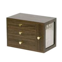 Mini armoire minimaliste en bois, boîte de rangement de bureau avec tiroir, finition noyer, petite boîte organisatrice pour la maison et le bureau
