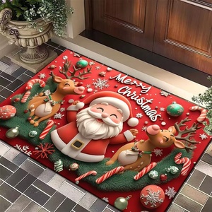 Tapis d'entrée carré en velours cristal pour Noël, style dessin animé, résistant à la saleté, facile d'entretien, pour Amazon (vente transfrontalière) - Product Image 4