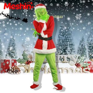 Meshin Women's Christmas Cosplay Costume for Adults Santa Green Canary Velvet <b>TV</b> Character for Party Performances - Product Image 2