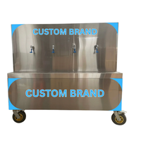 Station d'hydratation mobile en acier inoxydable, distributeur d'eau portable pour événements en plein air, chariot avec roues et robinets multiples