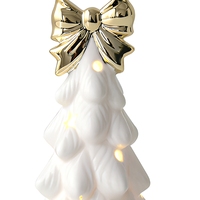 Weißer Keramik-LED-Weihnachtsbaum Tischdekoration Porzellan-Weihnachtsbaum-Ornament für Schreibtisch Regal Kaminsims Geschenk