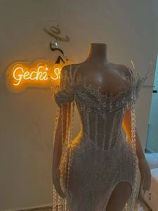 Abiti da sposa Aso Ebi: Modelli da donna Sea Girl Abiye con spacco laterale, perline, pizzo e cristalli, ideali per compleanni e secondi ricevimenti - Product Image 5